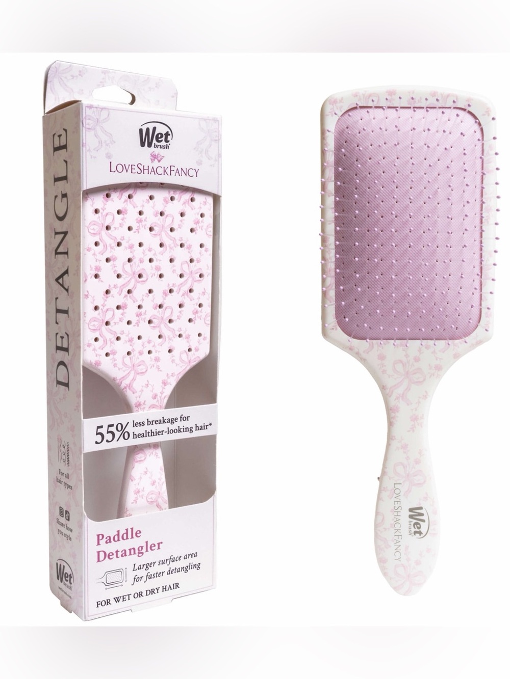 LoveShackFancy x Wet Brush Paddle Detangler 🎀 Coquette Bow 🎀 - NEW IN BOX